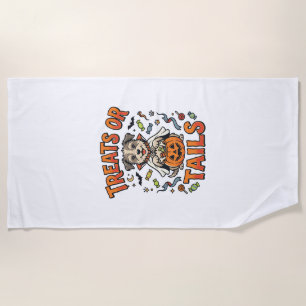 Halloween Dog Candy Mischief Beach Towel