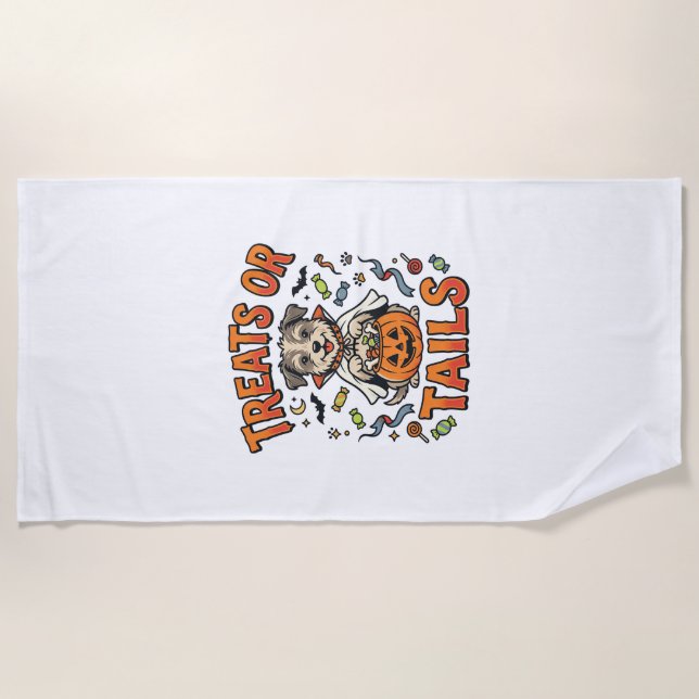 Halloween Dog Candy Mischief Beach Towel (Front)