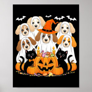 Halloween Dog Dressed As Ghost Funny Halloween Dog Poster