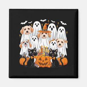 Halloween Dog Dressed As Ghost Halloween Dog Men Magnet