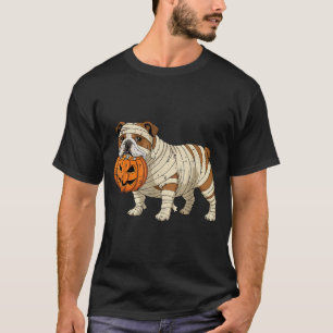 Halloween Dog English Bulldog Mummy Costume Men T-Shirt
