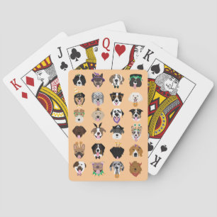 Halloween Dog Faces Pattern Playing Cards