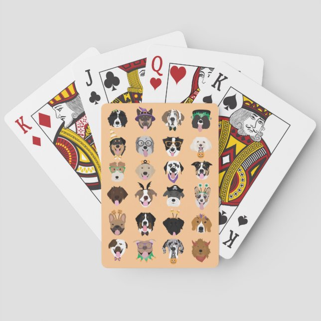 Halloween Dog Faces Pattern Playing Cards (Back)