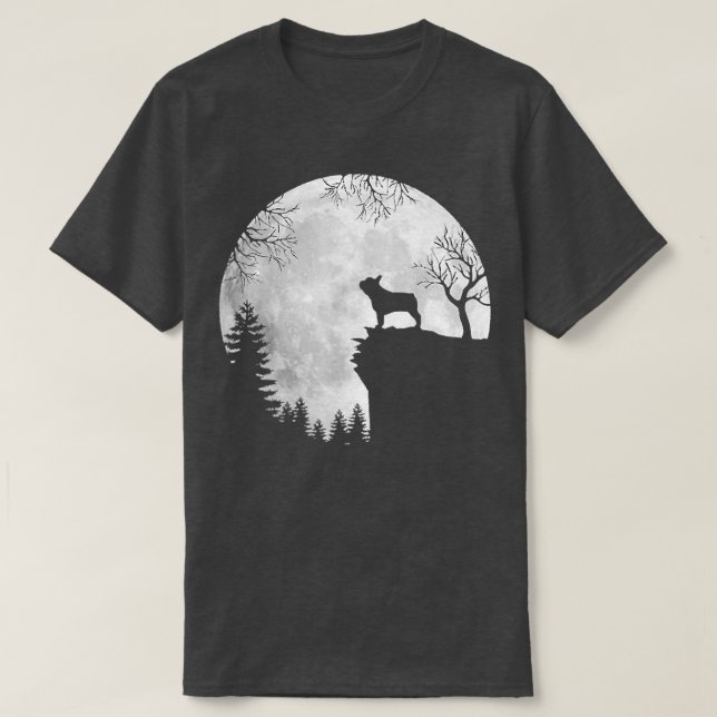 Halloween Dog Frenchie Tee Frenchie Dog Moon Howl  (Design Front)