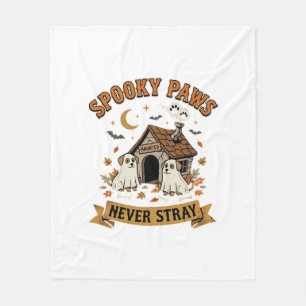 Halloween Dog Ghost Paws Fleece Blanket
