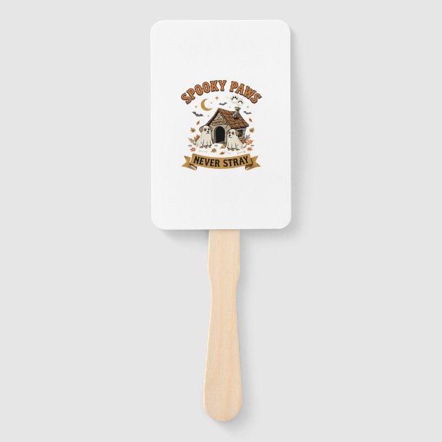 Halloween Dog Ghost Paws Hand Fan (Front)