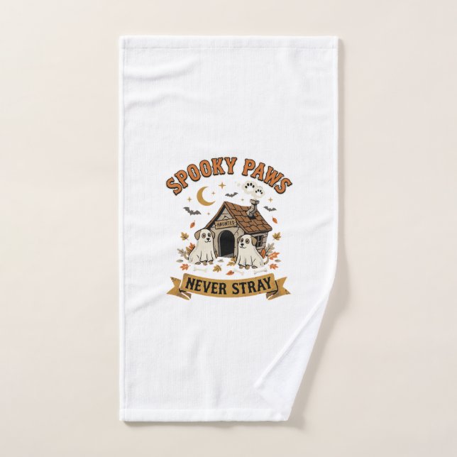 Halloween Dog Ghost Paws Hand Towel (Hand Towel)