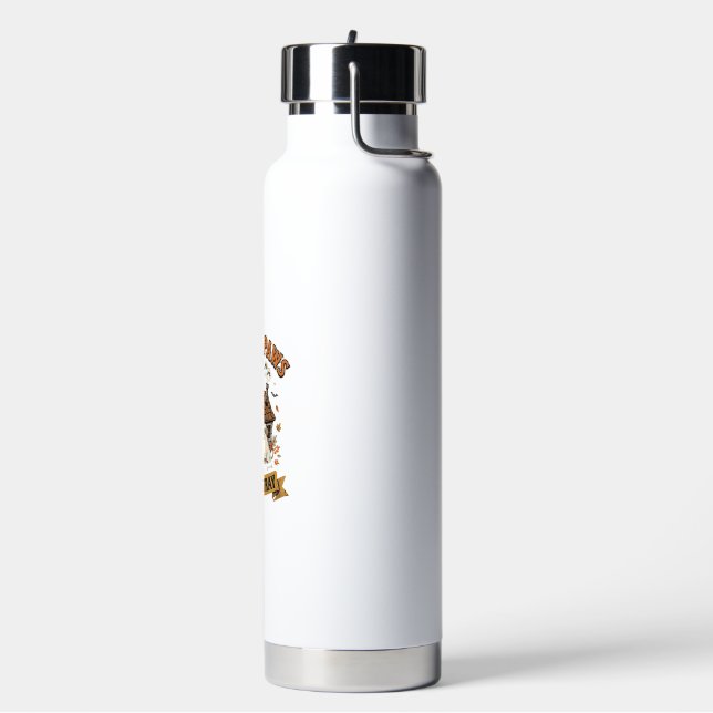 Halloween Dog Ghost Paws Water Bottle (Left)