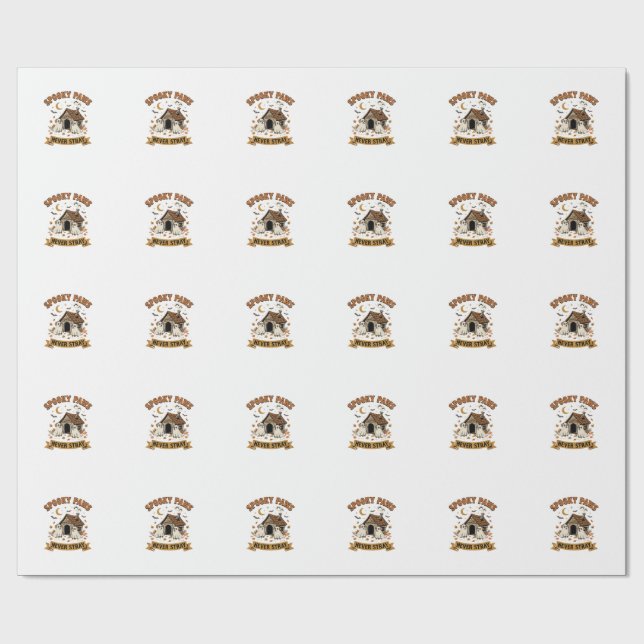 Halloween Dog Ghost Paws Wrapping Paper (Flat)