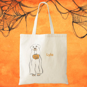 Halloween Dog Ghost Trick or Treat Custom Tote Bag