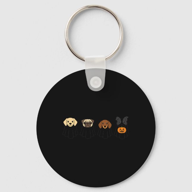Halloween Dog Ghosts Pug Lab Dachshund Terrier Key Ring (Front)