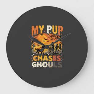 Halloween Dog Graveyard Patrol Large Clock