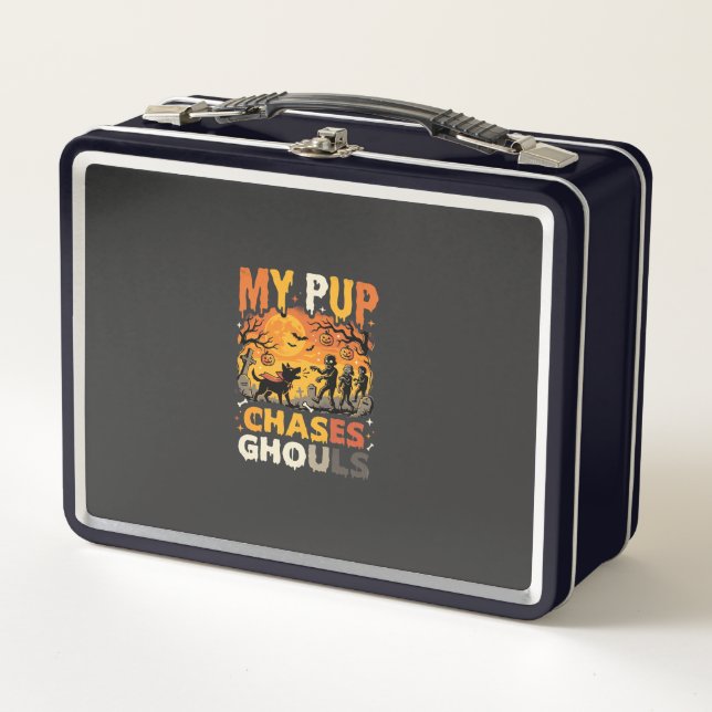 Halloween Dog Graveyard Patrol Metal Lunch Box (Front)