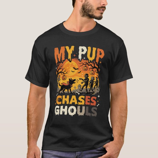 Halloween Dog Graveyard Patrol T-Shirt (Front)