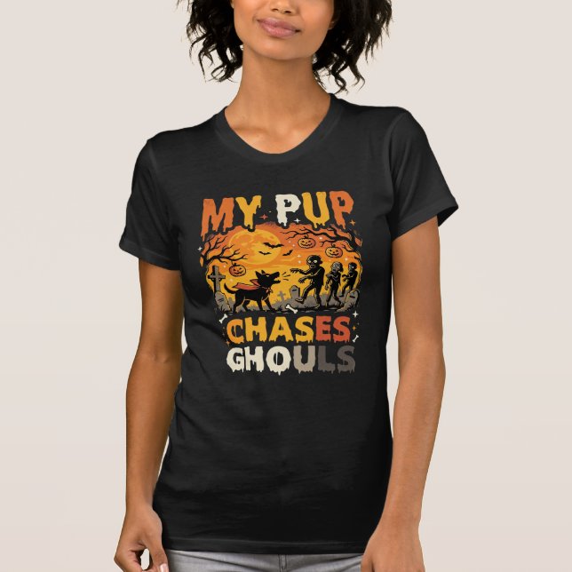 Halloween Dog Graveyard Patrol T-Shirt (Front)