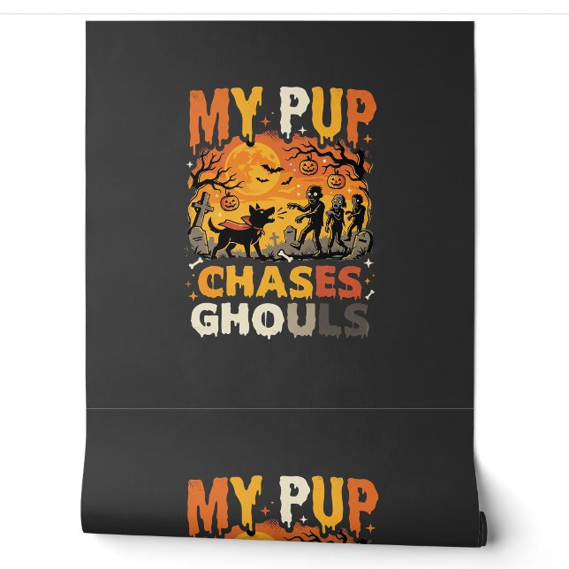 Halloween Dog Graveyard Patrol Wallpaper (Unrolling)