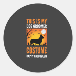 Halloween Dog Groomer Costume Silhouette Classic Round Sticker