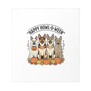 Halloween Dog Happy Howl-O-Ween Vintage German She Notepad