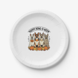 Halloween Dog Happy Howl-O-Ween Vintage German She Paper Plate