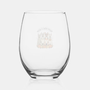 Halloween Dog Happy Howl-O-Ween Vintage German She Stemless Wine Glass