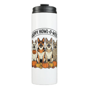 Halloween Dog Happy Howl-O-Ween Vintage German She Thermal Tumbler