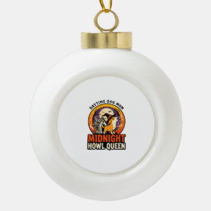 Halloween Dog Howl Queen Ceramic Ball Christmas Ornament
