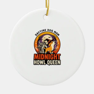 Halloween Dog Howl Queen Ceramic Tree Decoration
