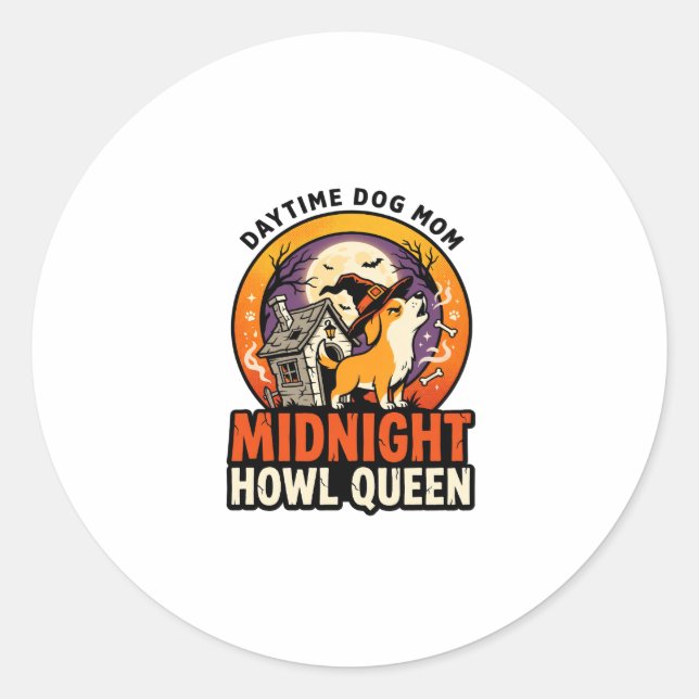 Halloween Dog Howl Queen Classic Round Sticker (Front)