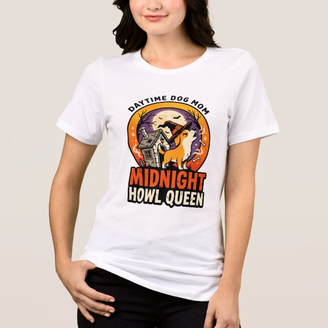 Halloween Dog Howl Queen Tri-Blend Shirt (Front)