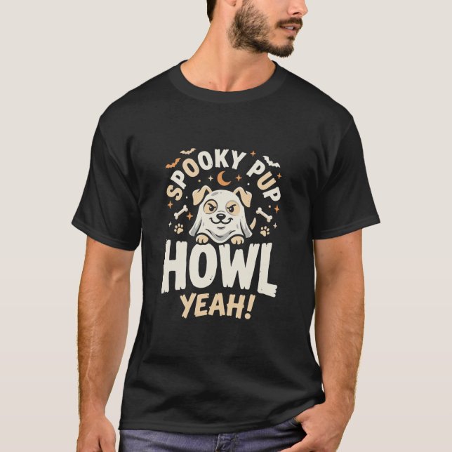 Halloween Dog Howl Yeah T-Shirt (Front)