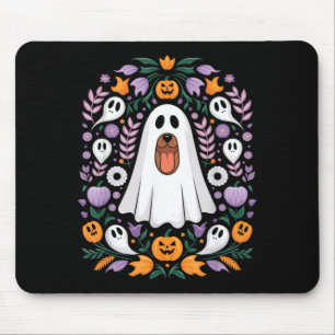 Halloween Dog In Ghost Costume Cute Funny Mouse Pad