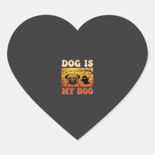 Halloween Dog Is My Boo Pug Ghost Design Heart Sticker