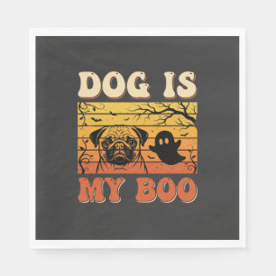 Halloween Dog Is My Boo Pug Ghost Design Napkin
