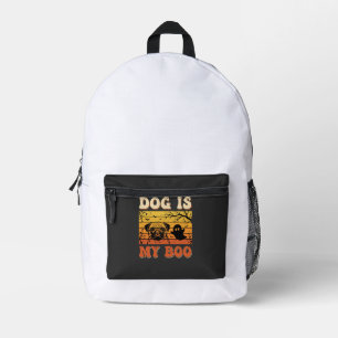 Halloween Dog Is My Boo Pug Ghost Design Printed Backpack
