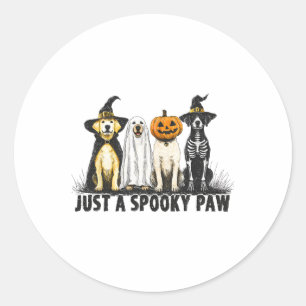 Halloween Dog Lover Just A Spooky Paw Retro Trick Classic Round Sticker