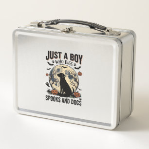Halloween Dog Lover Vintage Engraving Boy Shirt De Metal Lunch Box