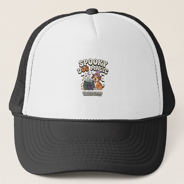 Halloween Dog Magic Vibes Trucker Hat (Front)
