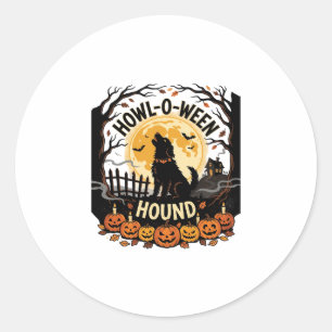 Halloween Dog Moon Howl (2) Classic Round Sticker