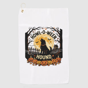 Halloween Dog Moon Howl (2) Golf Towel