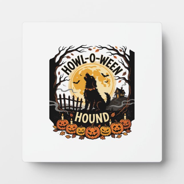 Halloween Dog Moon Howl (2) Plaque (Front)
