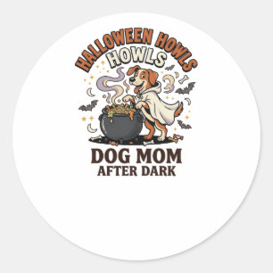 Halloween Dog Mum After Dark Classic Round Sticker