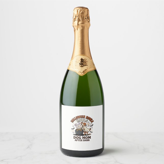 Halloween Dog Mum After Dark Sparkling Wine Label (Front)