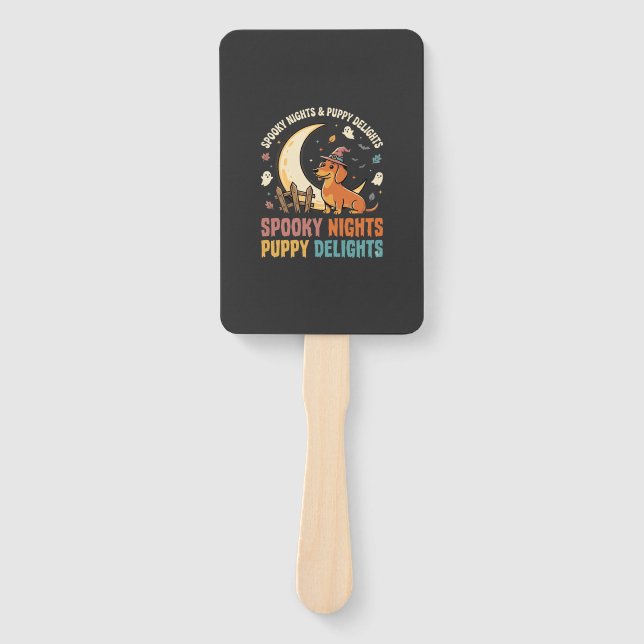 Halloween Dog Mum Moonlight Mischief Hand Fan (Front)