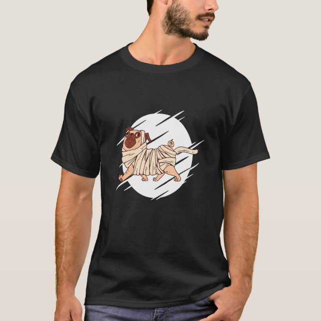 Halloween Dog Mummy Pug T-Shirt (Front)