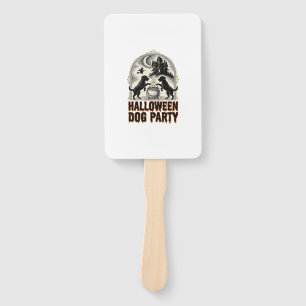 Halloween Dog Party Vintage Witch Cauldron Design_ Hand Fan
