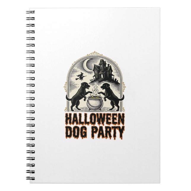 Halloween Dog Party Vintage Witch Cauldron Design_ Notebook (Front)