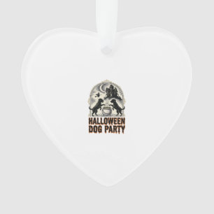 Halloween Dog Party Vintage Witch Cauldron Design_ Ornament