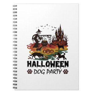 Halloween Dog Party Witch Dogs Pumpkins Castle_1 Notebook