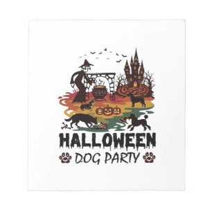 Halloween Dog Party Witch Dogs Pumpkins Castle_1 Notepad
