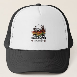 Halloween Dog Party Witch Dogs Pumpkins Castle_1 Trucker Hat